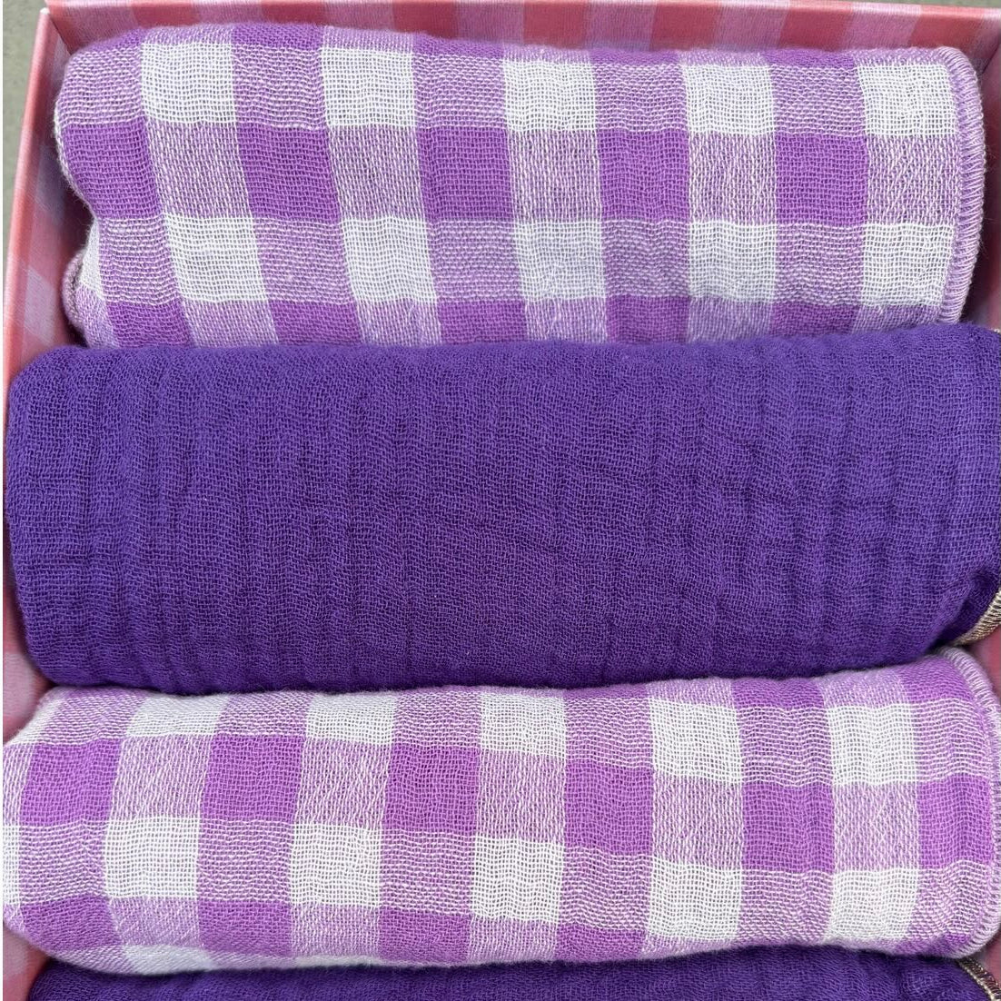 Coffret 4 Serviettes de Table – Double Gaze de Coton Vichy