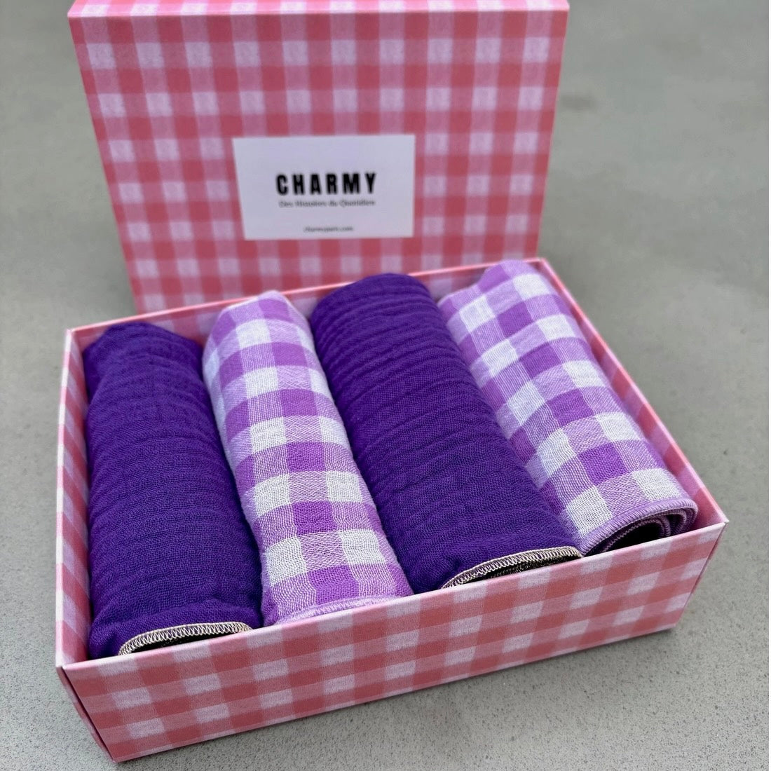 Coffret 4 Serviettes de Table – Double Gaze de Coton Vichy