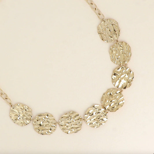 Collier 8 pastilles rondes texturées