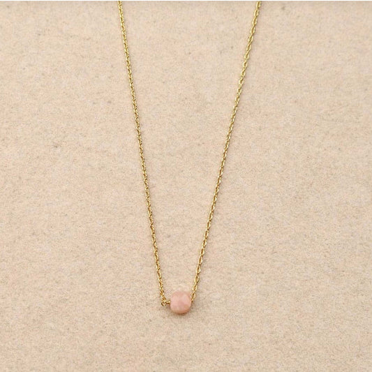 Collier chaîne pierre semi précieuse rose