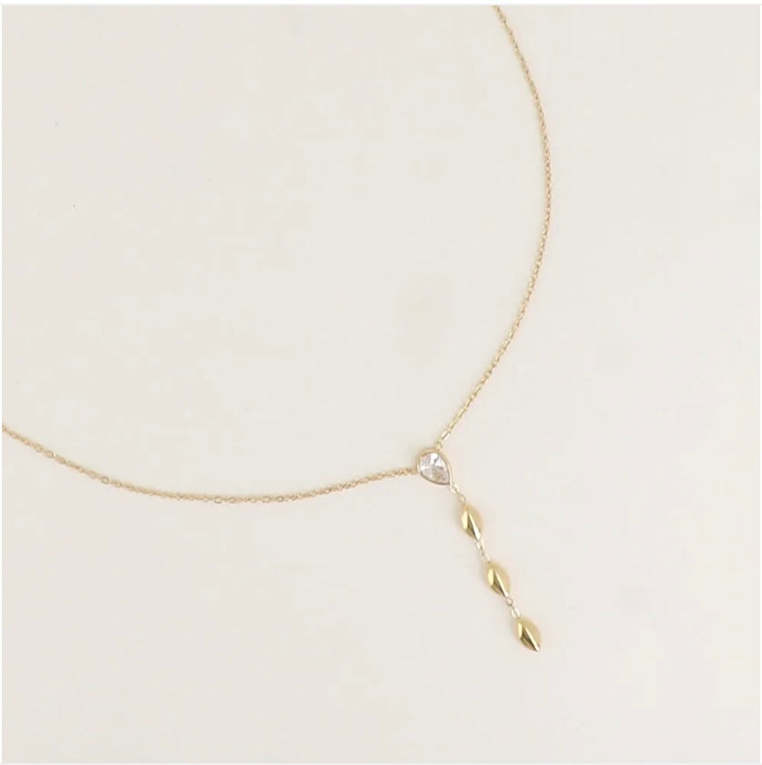 Collier Y cristal goutte et 3 ovales pendantes