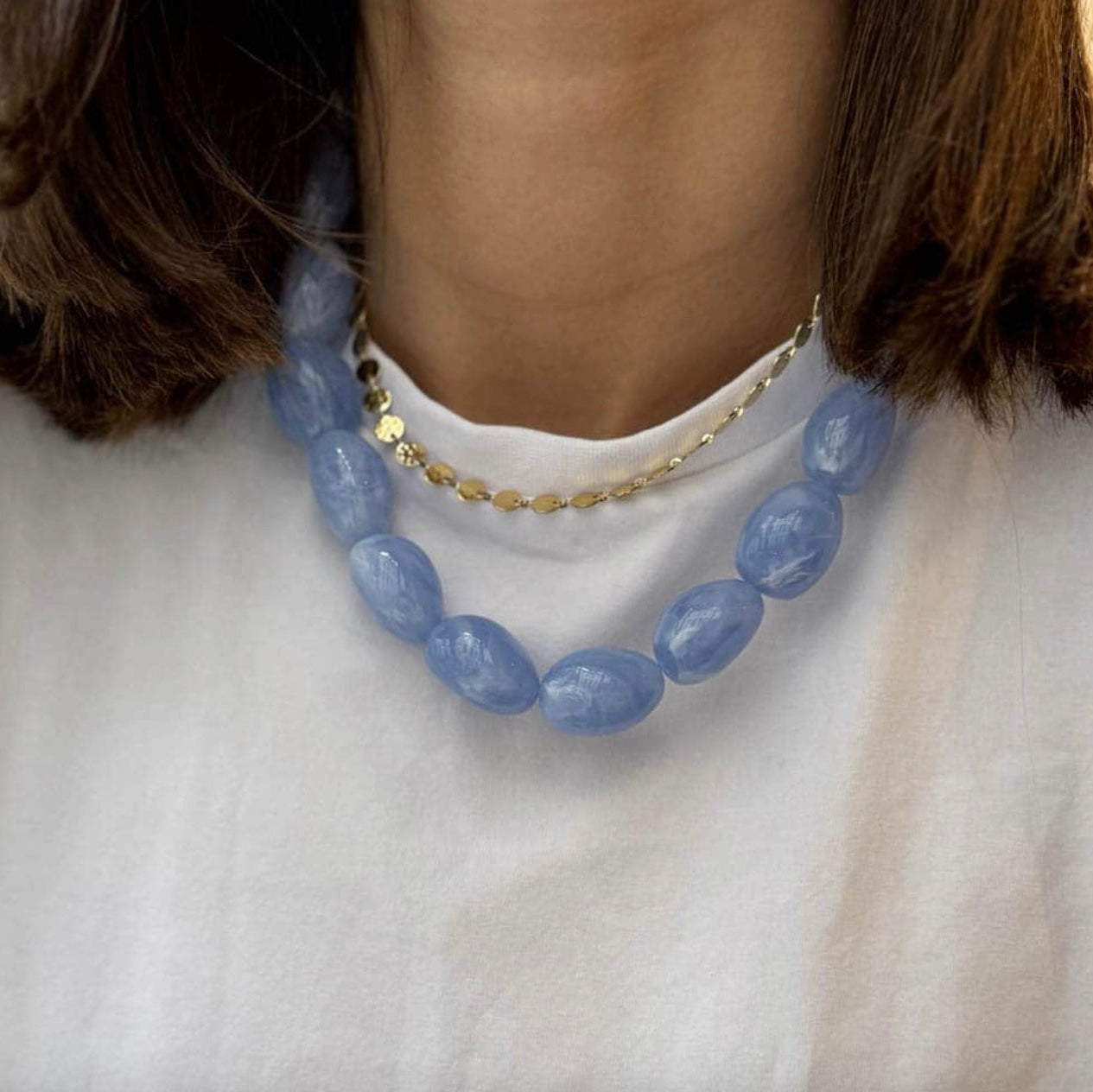 Collier beans résine couleur