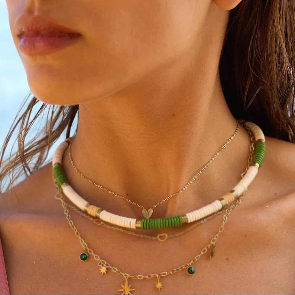 Collier coeur émaillé