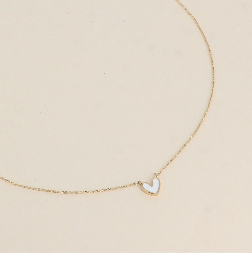 Collier coeur émaillé