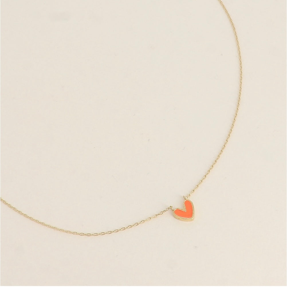 Collier coeur émaillé