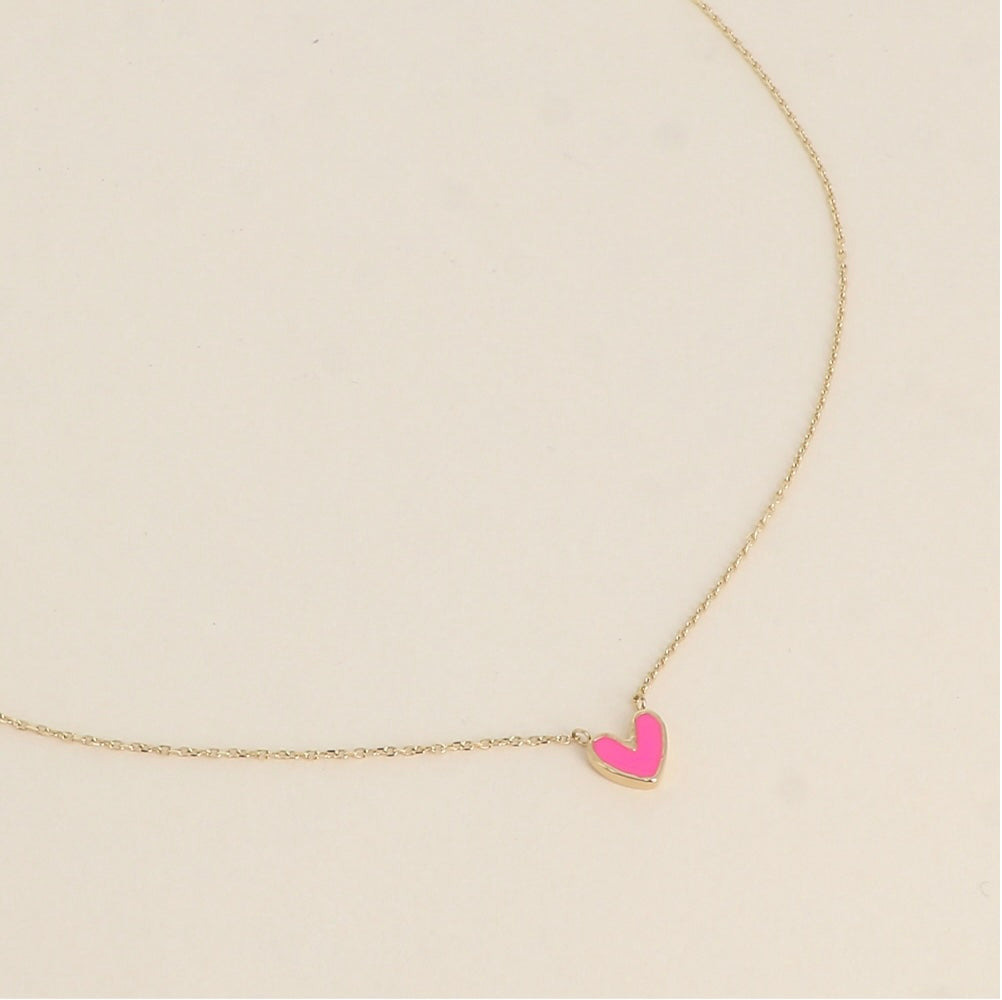 Collier coeur émaillé