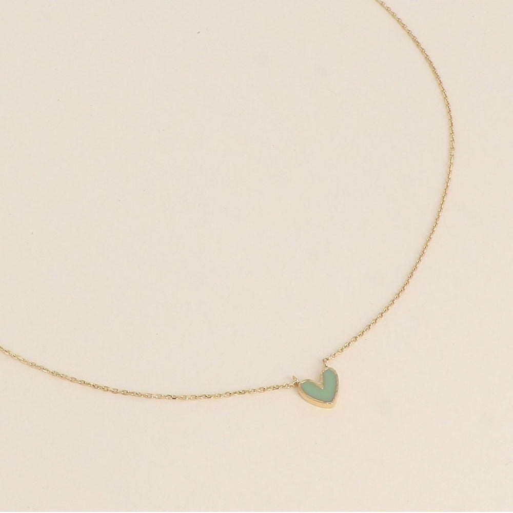 Collier coeur émaillé