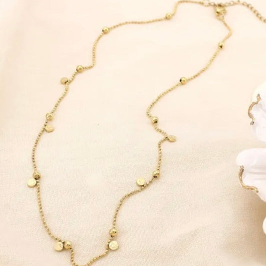 Collier pendentif boule et mini pampilles rondes martelées