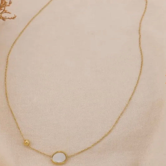 Collier chaîne boulet oval nacre
