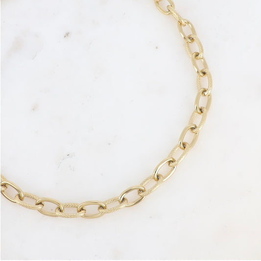 Collier chaîne maille ovale lisse et martelée