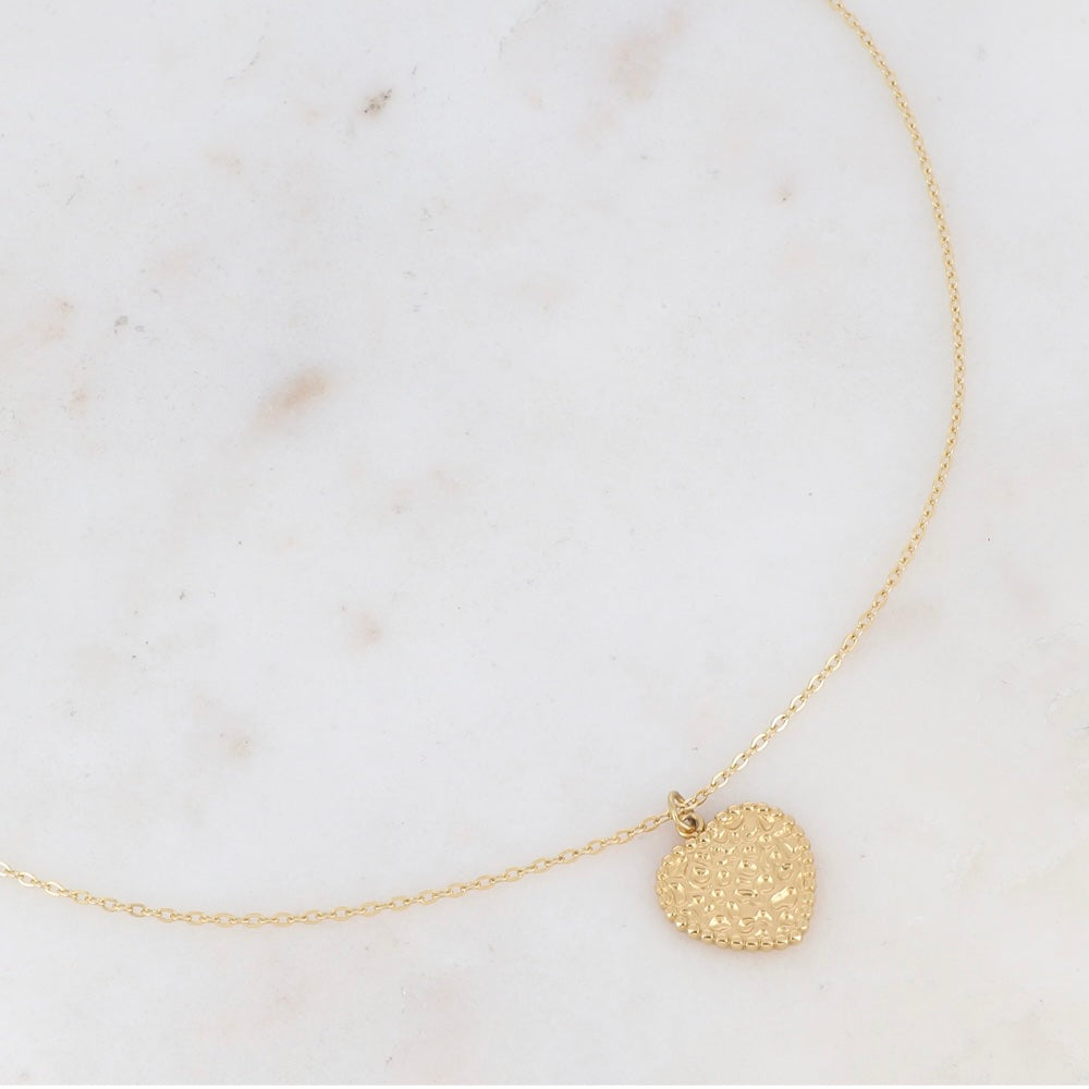 Collier chaîne pendentif coeur martelé