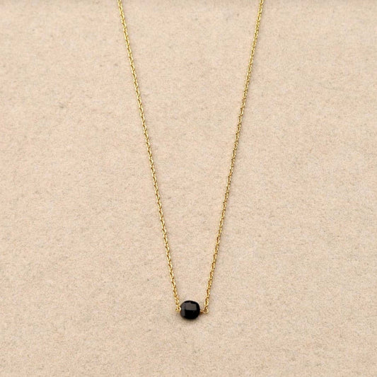 Collier chaîne pierre semi précieuse noire