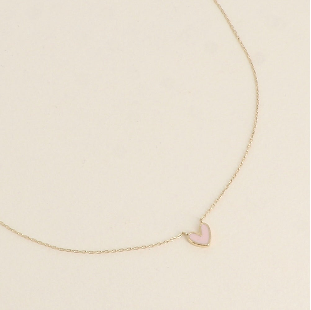 Collier coeur émaillé