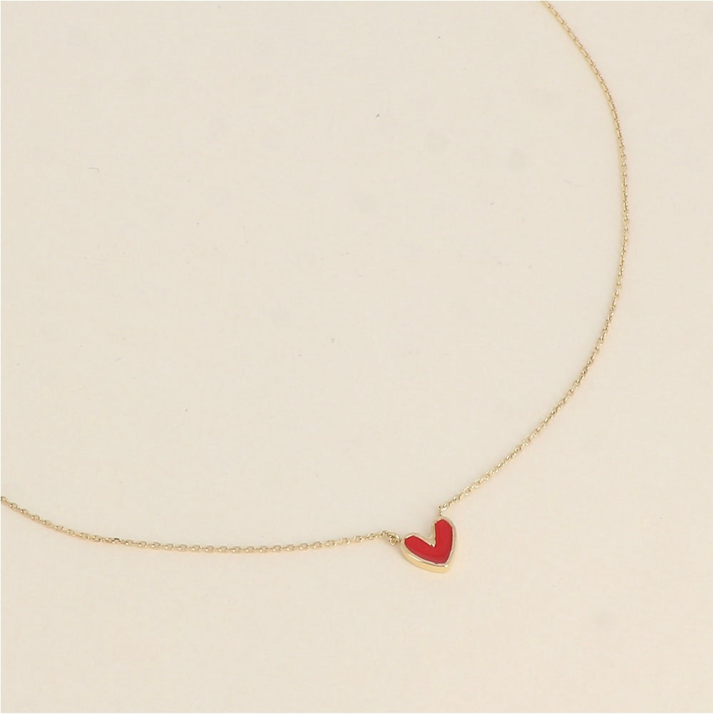 Collier coeur émaillé