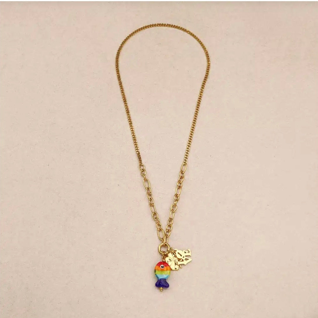 Collier poisson résine multi color