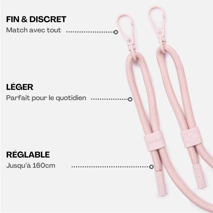 Cordon téléphone - Rose poudré