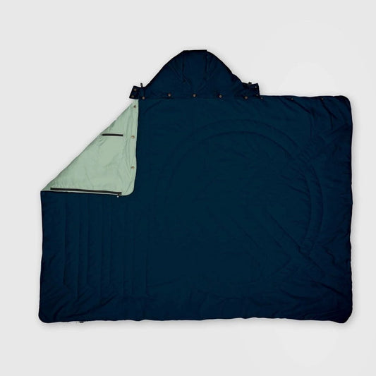 Couverture de voyage - Capuche Ocean Navy / Cameo Green