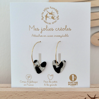 les petites hirondelles coeur argent creoles