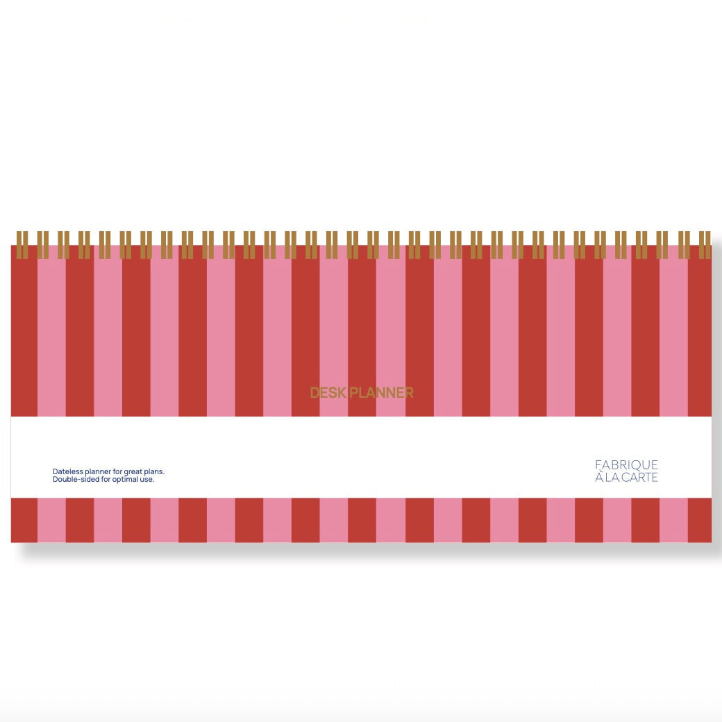 Deskplanner rayure rose et rouge