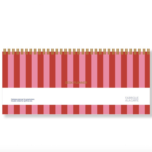 Deskplanner rayure rose et rouge