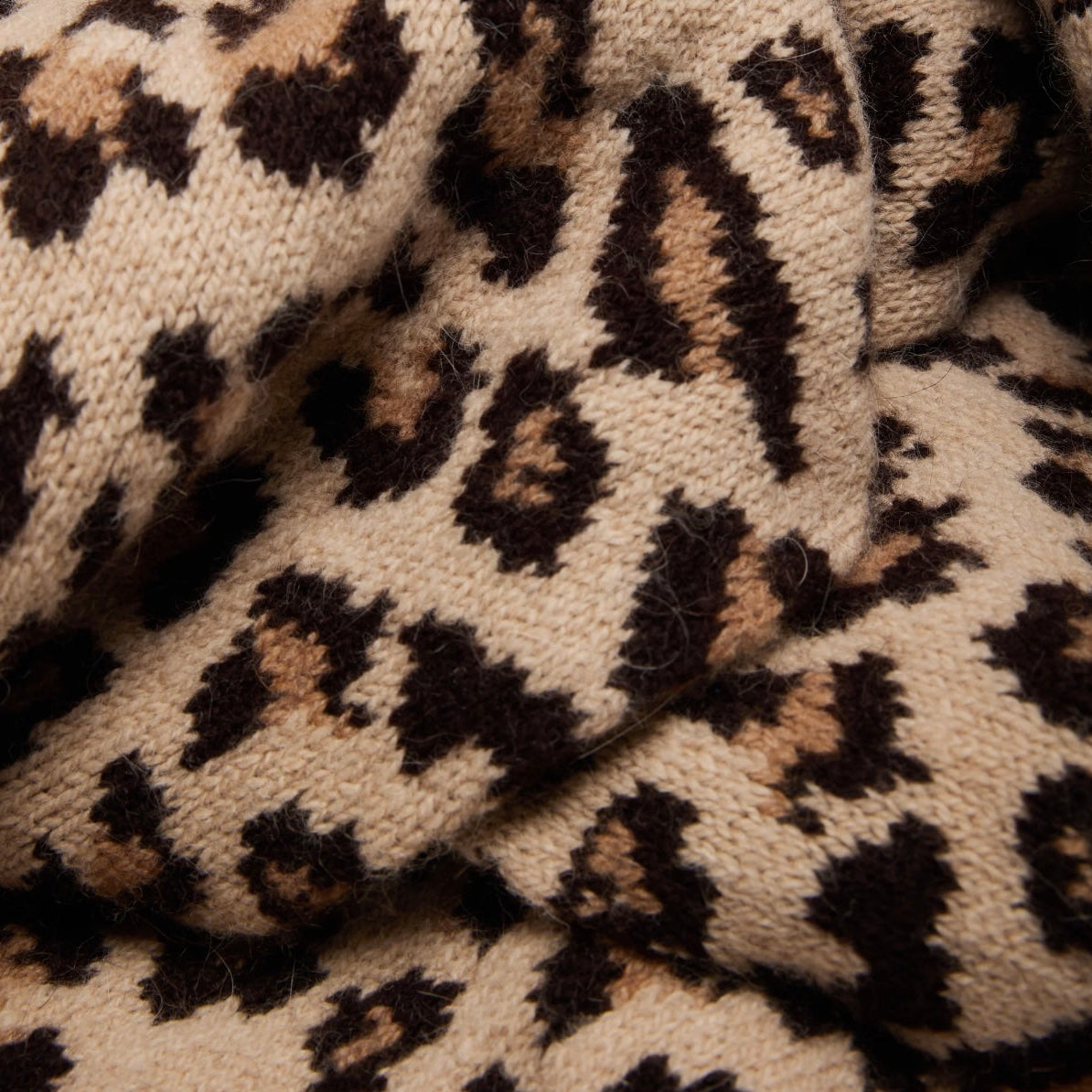 Echarpe Laine et Angora Léopard Camel