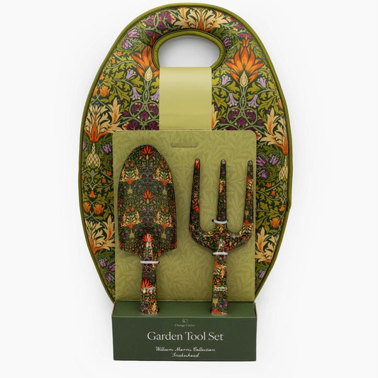 Ensemble d'outils de jardinage et de genouillère – Design William Morris Snakeshead