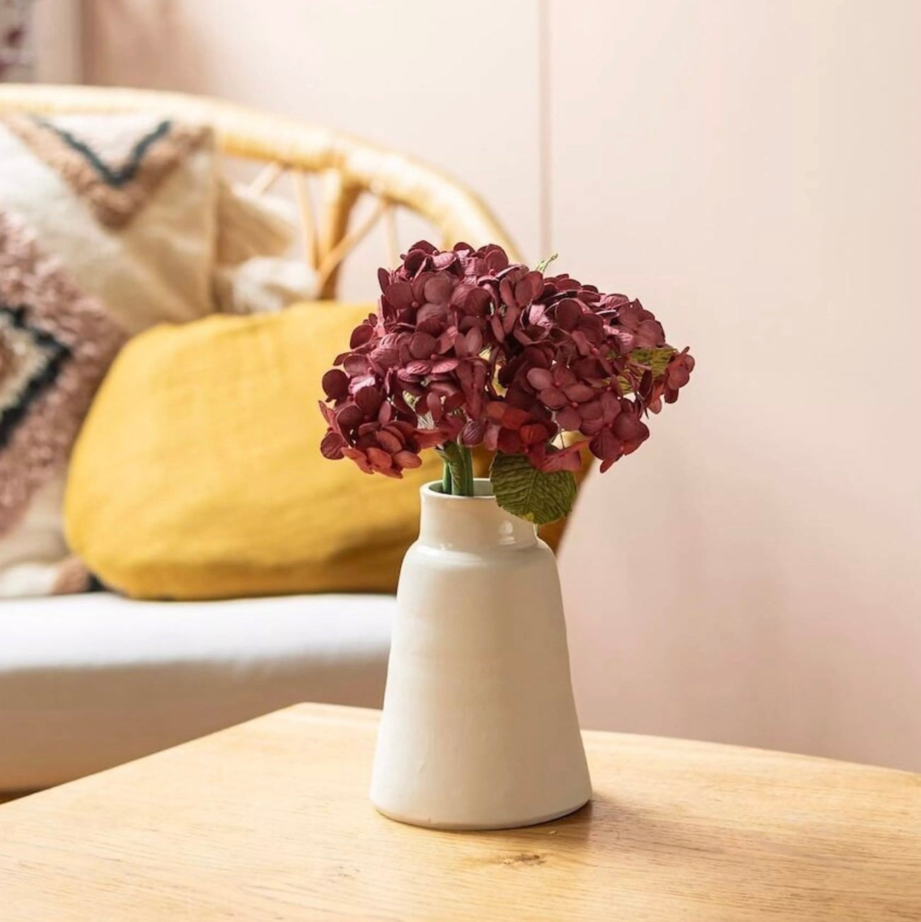 Fleur en papier petite hortensia bordeaux