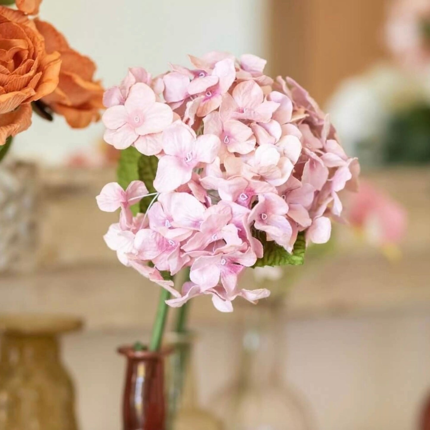 Fleur papier hortensia mauve rose