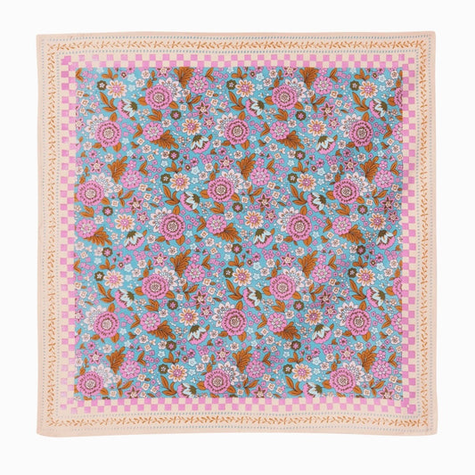 Foulard turquoise et rose