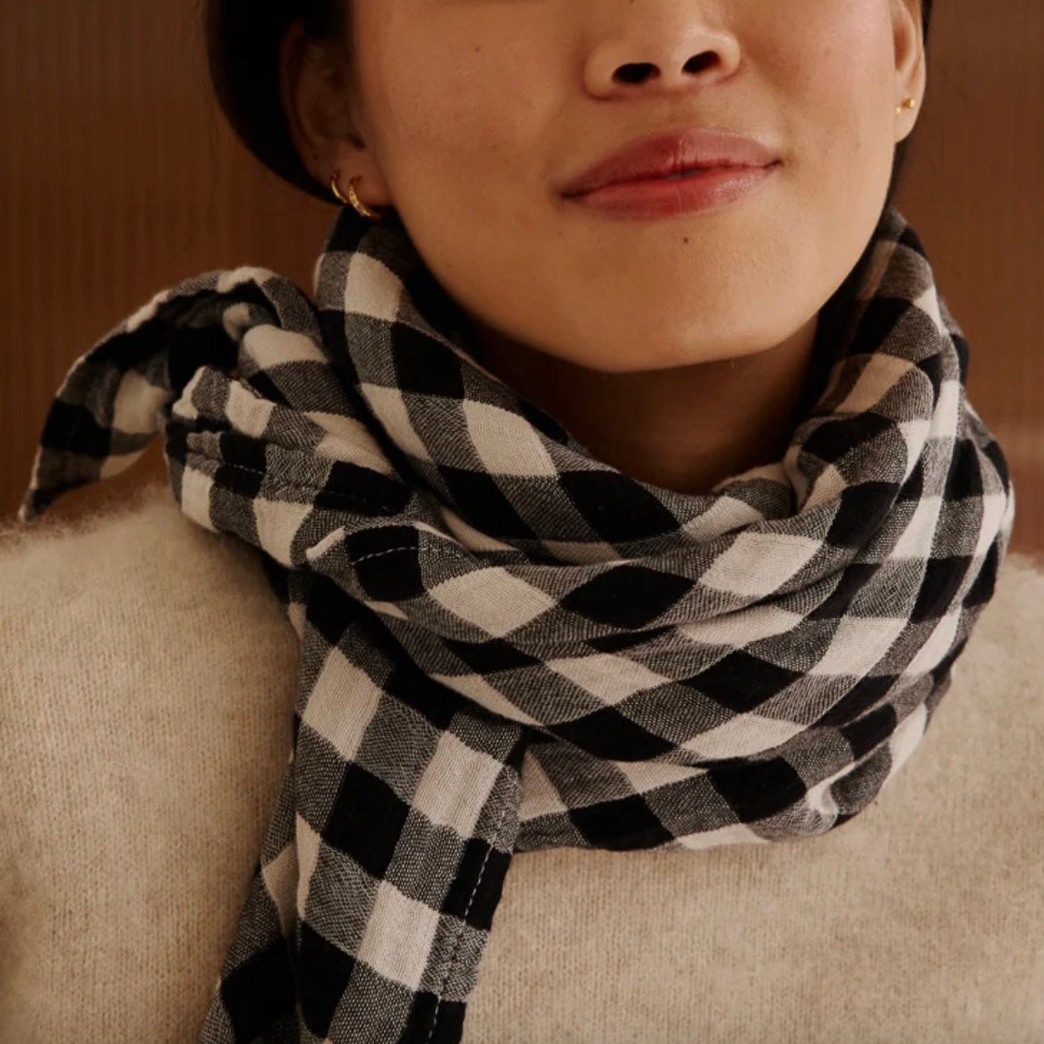 Foulard / Lange vichy grège & noir