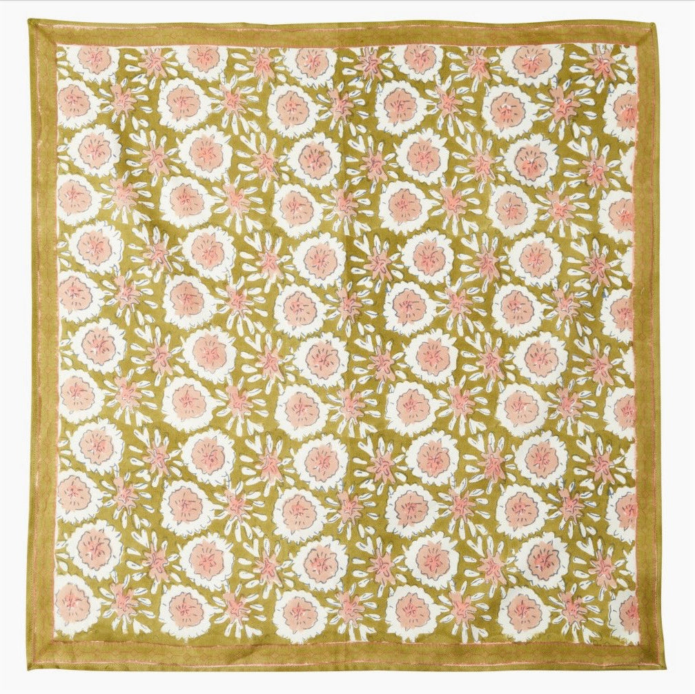 Foulard Olive et rose