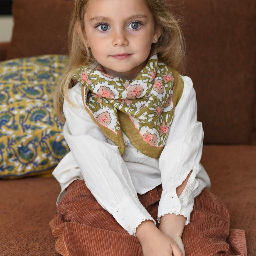 Foulard Olive et rose