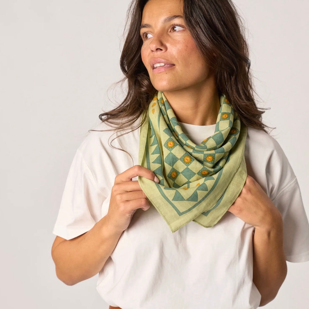 Foulard 100% coton vert