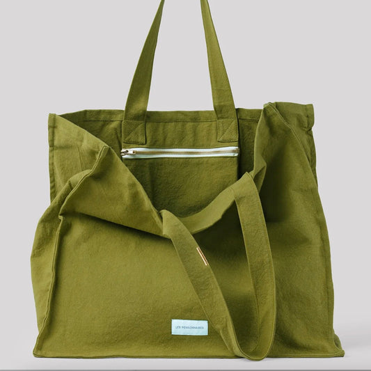 Grand cabas en toile de coton bio - Vert Mousse