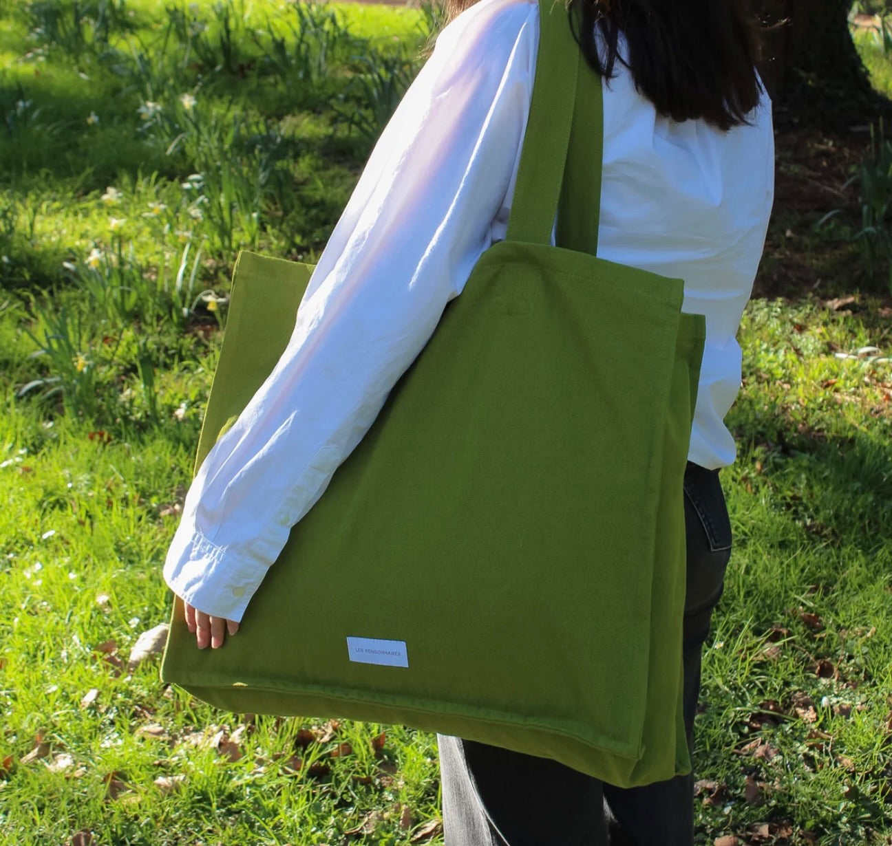 Grand cabas en toile de coton bio - Vert Mousse