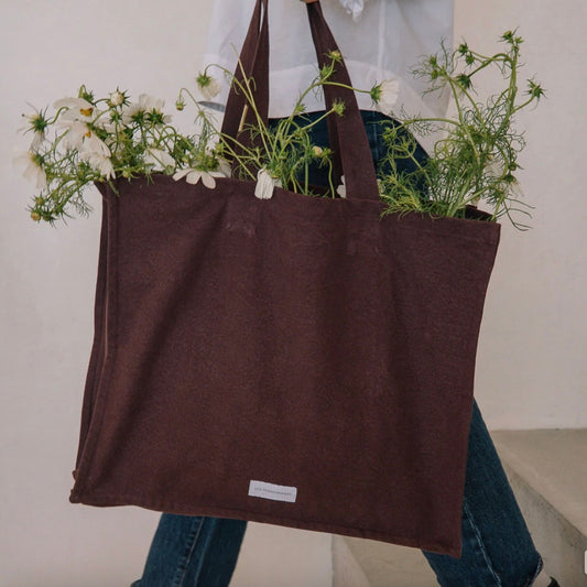 Grand cabas en toile de coton bio - Violet Aubergine