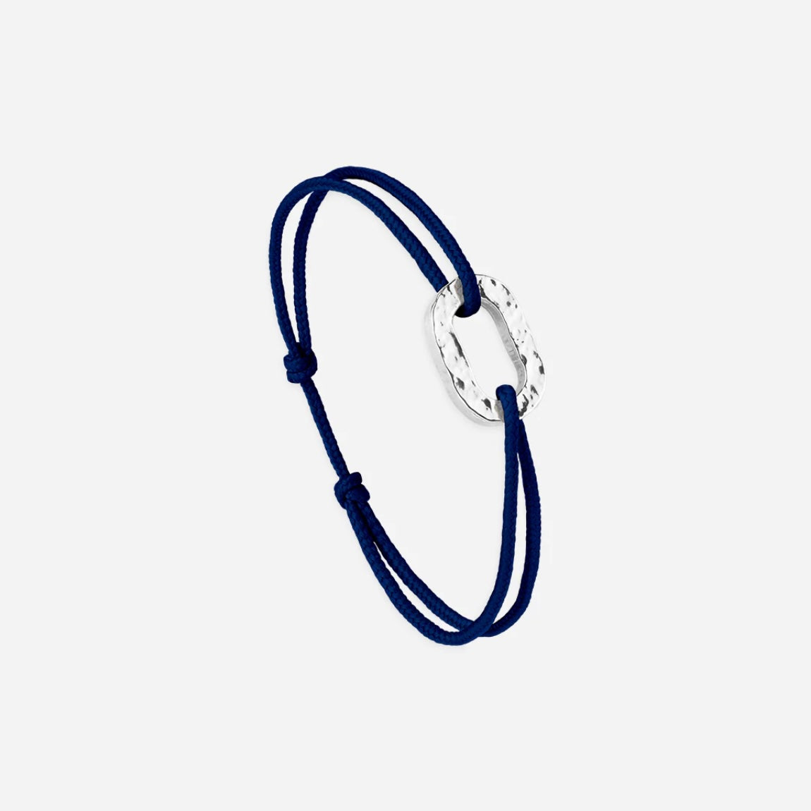 Bracelet Maillon Plat 16mm Plaqué Argent Martelé