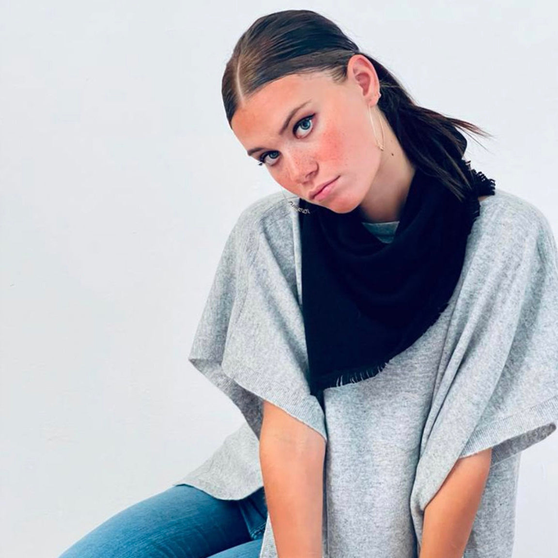 Mini écharpe cachemire noire