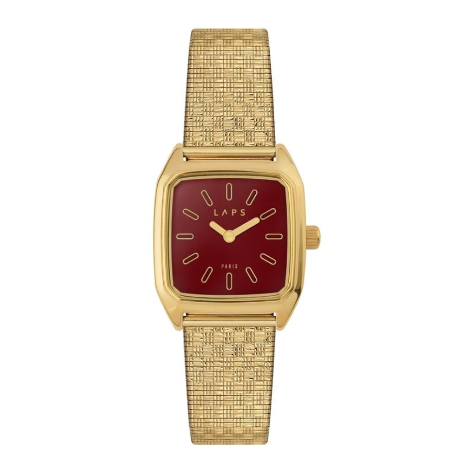 Montre Prima Bobby rouge - Bracelet Metal damier