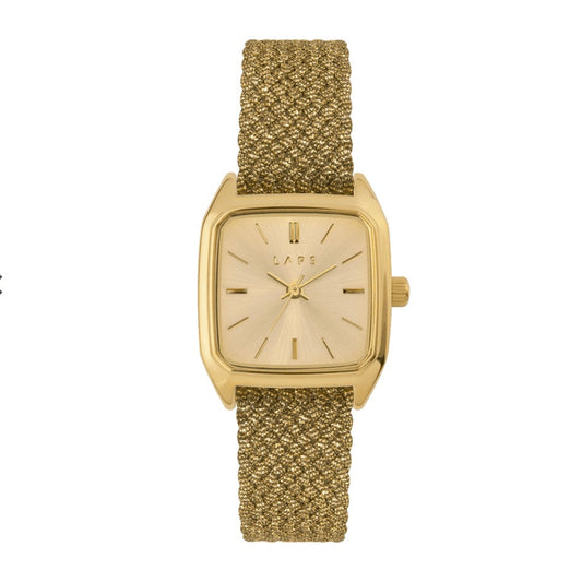 Montre Prima Nova Champagne - Bracelet perlon tressé doré