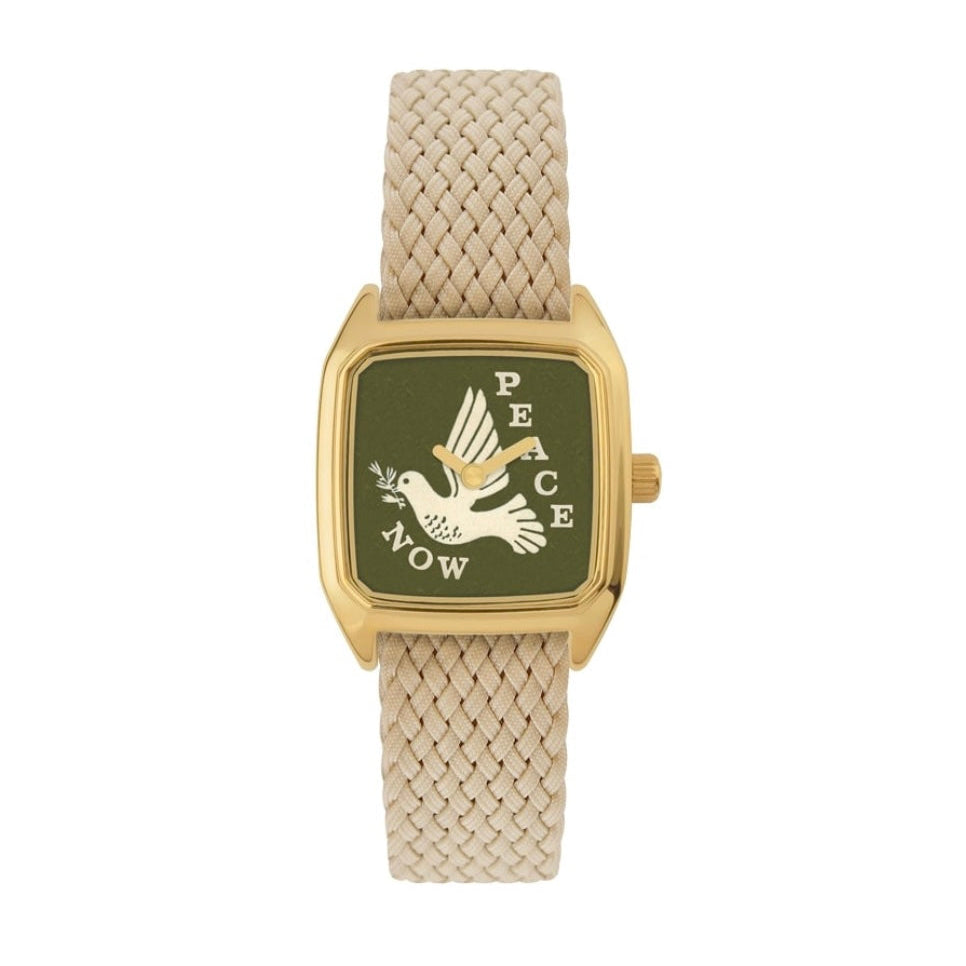 Montre Prima Peace - Bracelet perlon tressé beige