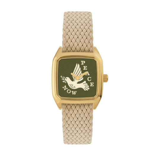 Montre Prima Peace - Bracelet perlon tressé beige