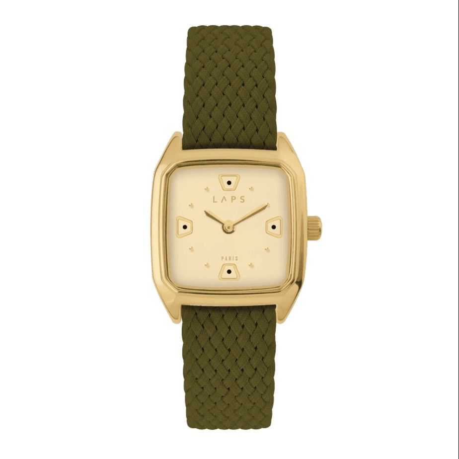 Montre Prima Sol - Bracelet perlon tressé Olive