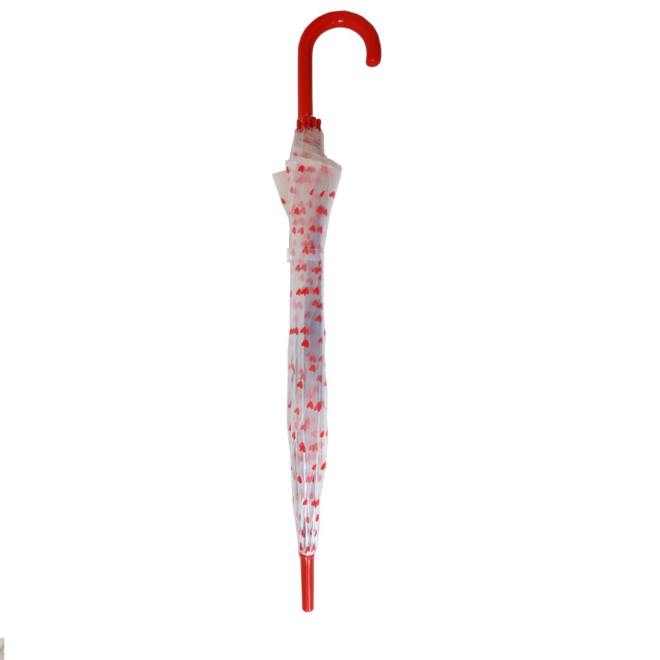 Parapluie transparent coeurs rouges