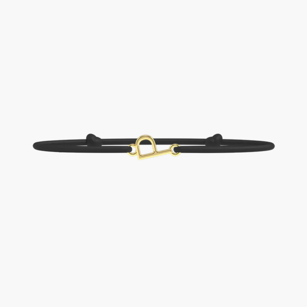 Bracelet Lettre P - lien fin Noir