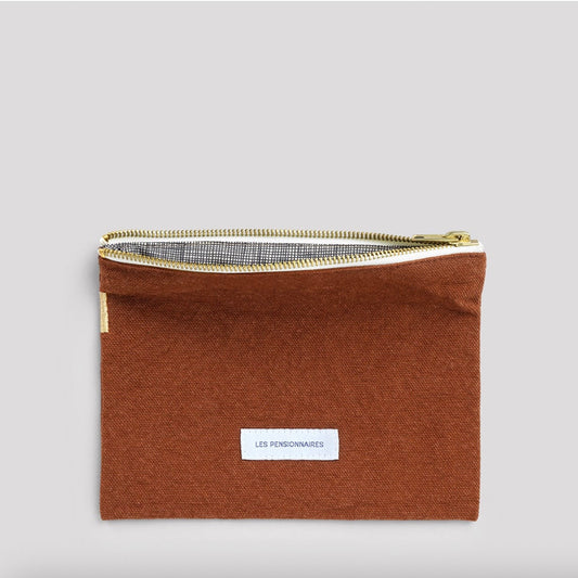 Petite pochette en toile de coton bio - Marron Caramel
