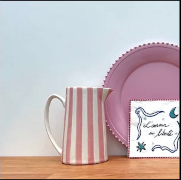 Pichet grand modèle rayures rose