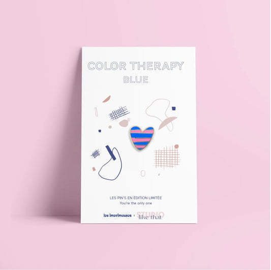Pin’s Color Therapy - Cœur rayé bleu & rose