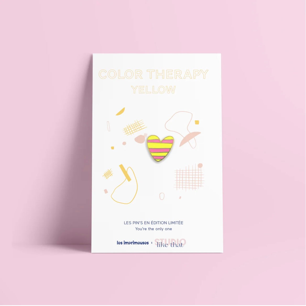 Pin’s Color Therapy - Cœur rayé jaune & rose