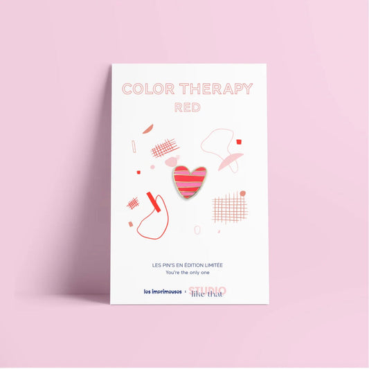 Pin’s Color Therapy - Cœur rayé rouge & rose